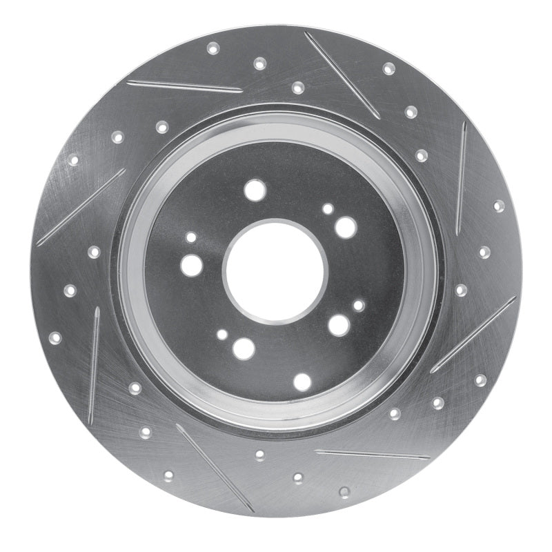 R1 Concepts R1 07-17 Acura MDX Rear Left Drilled & Slotted Silver Brake Rotor