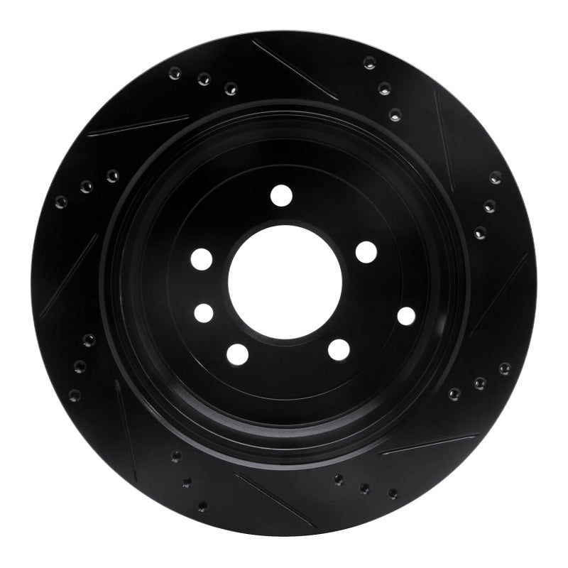 R1 Concepts R1 05-07 Land Rover LR3 Rear Left Drilled & Slotted Black Brake Rotor