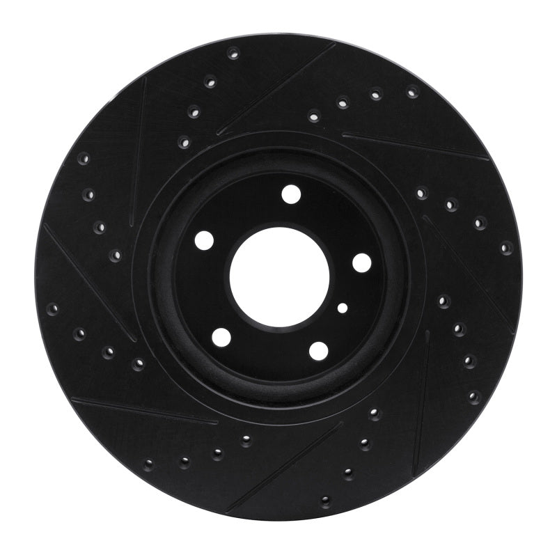 R1 Concepts R1 03-23 Infiniti FX35 Front Right Drilled & Slotted Black Brake Rotor