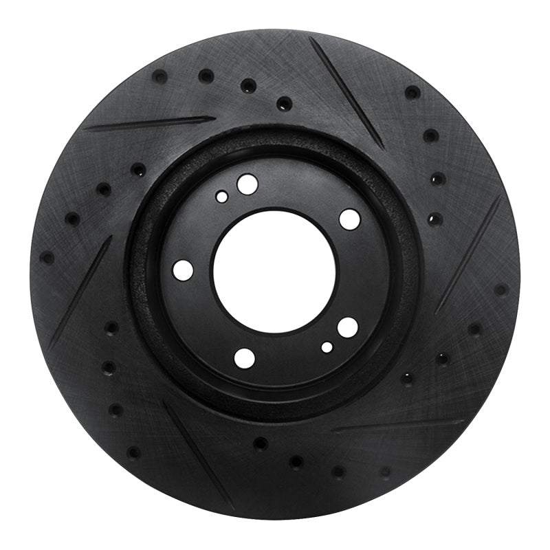 R1 Concepts R1 83-89 Chrysler Conquest Front Left Drilled & Slotted Black Brake Rotor