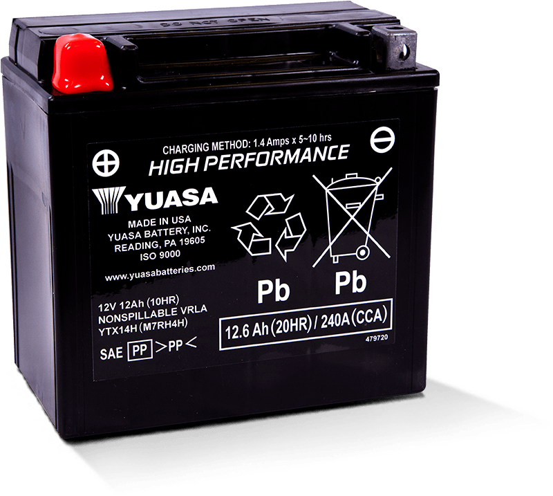 Yuasa Battery Yuasa YTX14H Maintenance Free AGM 12-Volt Battery