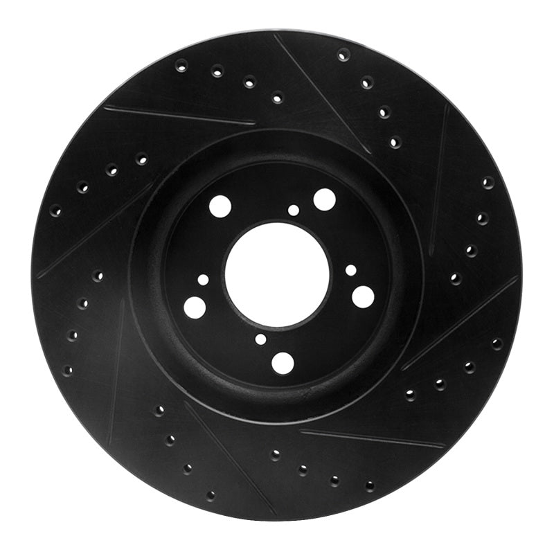 R1 Concepts R1 06-14 Honda Ridgeline Front Left Drilled & Slotted Black Brake Rotor