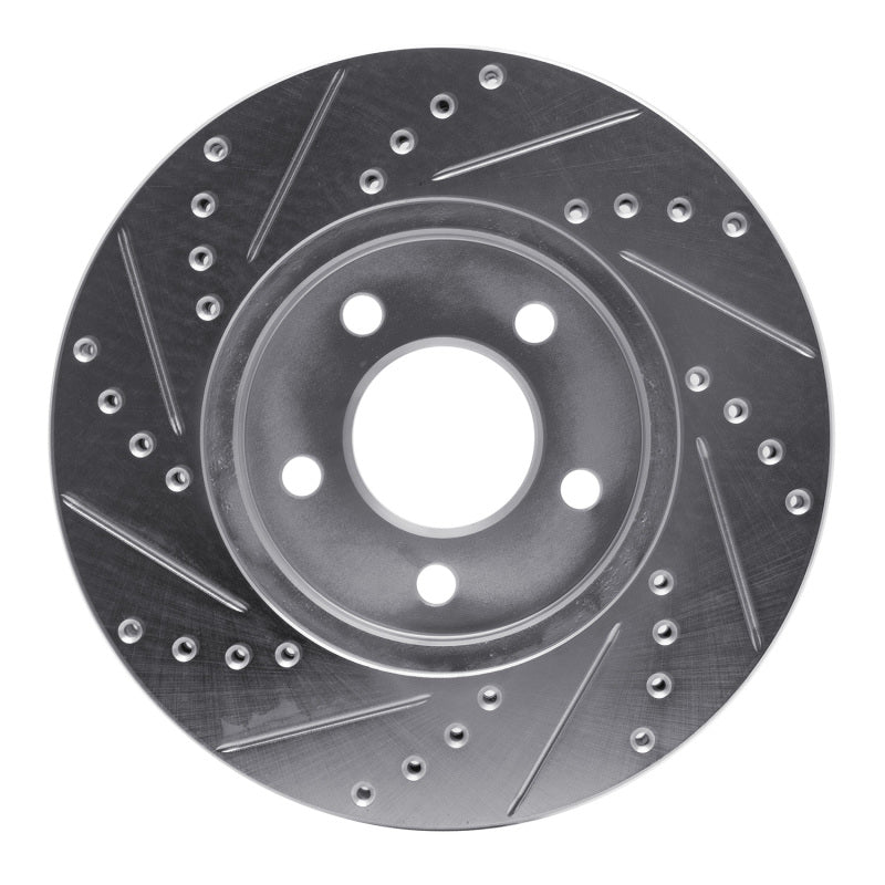 R1 Concepts R1 05-10 Ford Mustang Front Right Drilled & Slotted Silver Brake Rotor