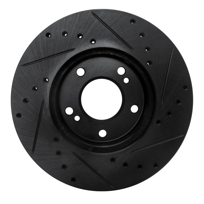 R1 Concepts R1 89-90 Nissan 300ZX Front Left Drilled & Slotted Black Brake Rotor