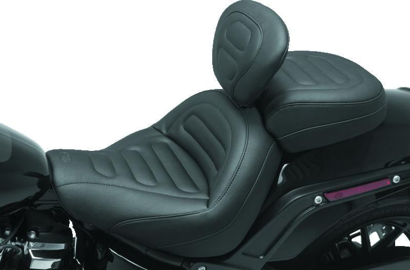 Mustang Motorcycle Mustang 18-21 Harley Fat Bob Standard Touring Solo Seat w/Driver Backrest - Black