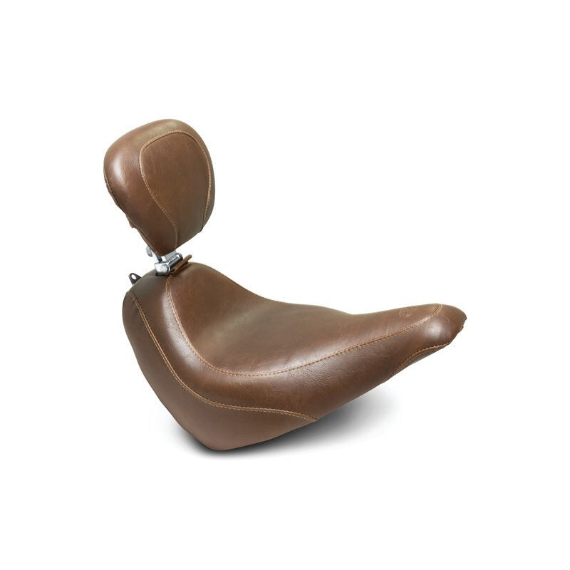 Mustang Motorcycle Mustang 18-21 Harley Street Bob Wide Tripper Solo Seat w/ Driver Backrest - Brown
