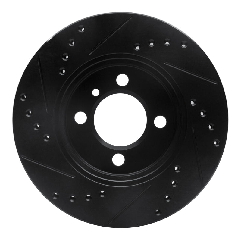 R1 Concepts R1 84-91 BMW 325ES Front Right Drilled & Slotted Black Brake Rotor