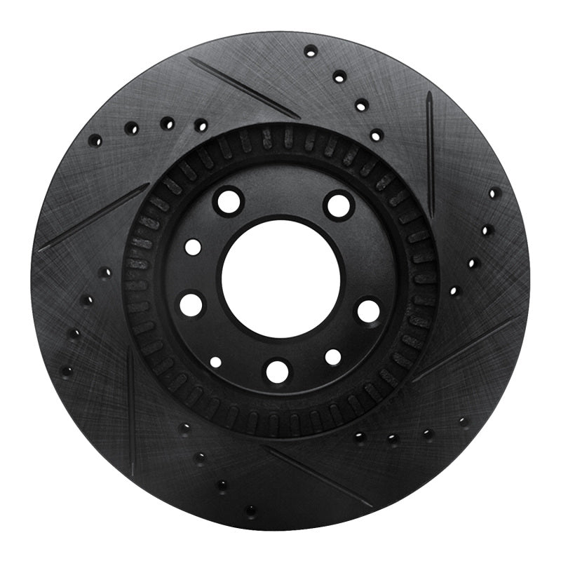 R1 Concepts R1 06-15 Mazda MX-5 Miata Front Left Drilled & Slotted Black Brake Rotor