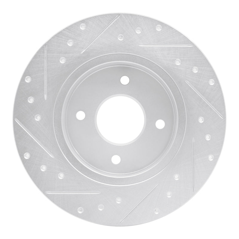 R1 Concepts R1 84-85 Nissan 300ZX Rear Right Drilled & Slotted Silver Brake Rotor