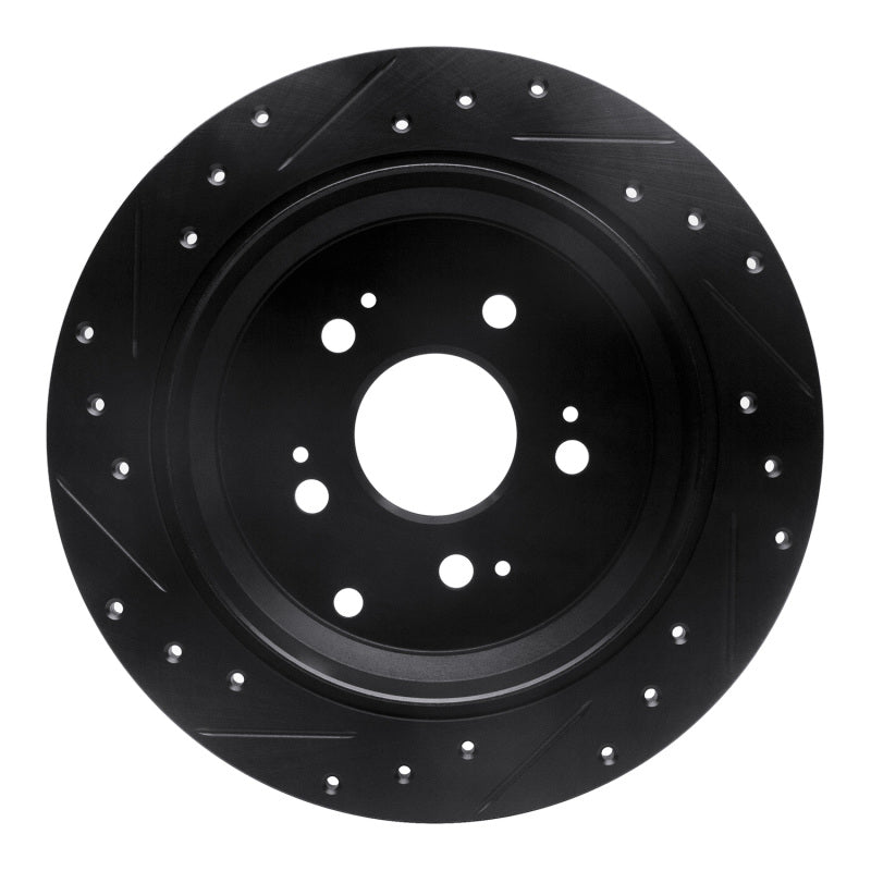 R1 Concepts R1 05-10 Honda Odyssey Rear Right Drilled & Slotted Black Brake Rotor