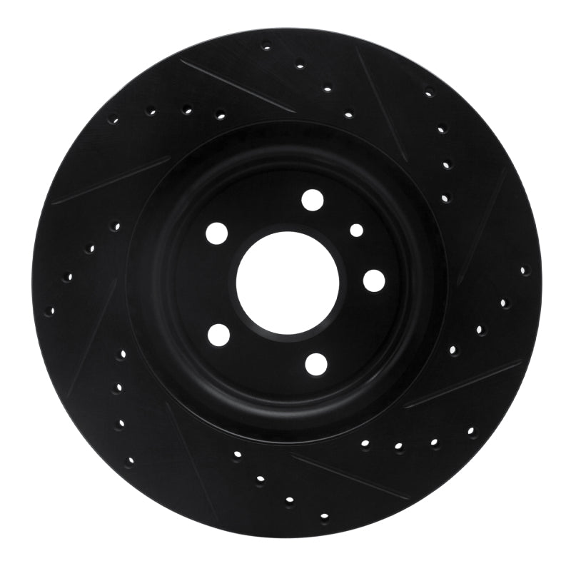 R1 Concepts R1 09-10 Ford Taurus SHO Front Left Drilled & Slotted Black Brake Rotor