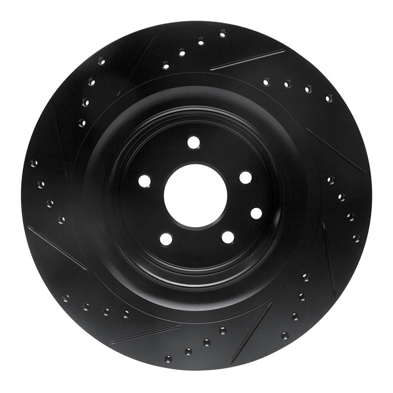R1 Concepts R1 08-25 Infiniti Q60 Rear Right Drilled & Slotted Black Brake Rotor