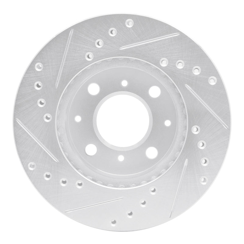 R1 Concepts R1 84-90 Honda Prelude Front Right Drilled & Slotted Silver Brake Rotor