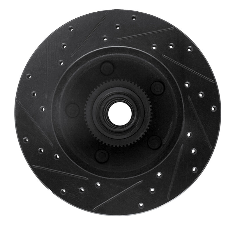 R1 Concepts R1 94-03 Ford E-150 Club Wagon Front Right Drilled & Slotted Black Brake Rotor