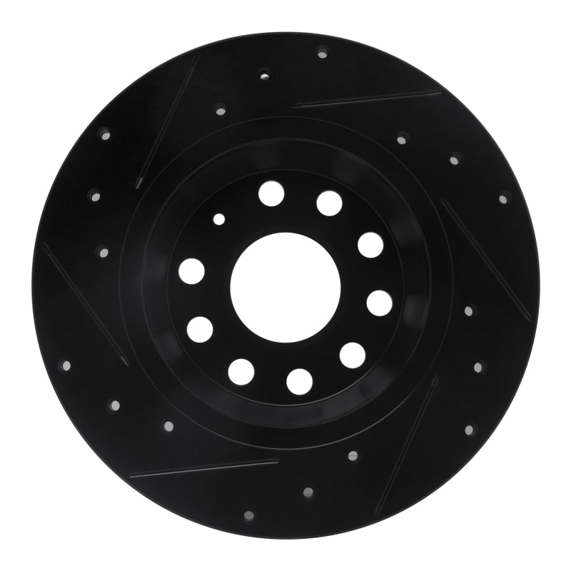 R1 Concepts R1 05-18 Audi A3 Rear Right Drilled & Slotted Black Brake Rotor