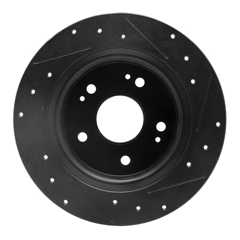 R1 Concepts R1 2016-2025 Honda Accord Sedan Rear Left Drilled & Slotted Black Brake Rotor