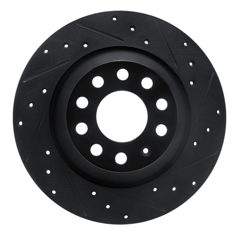 R1 Concepts R1 05-11 Audi A6 Quattro Rear Right Drilled & Slotted Black Brake Rotor