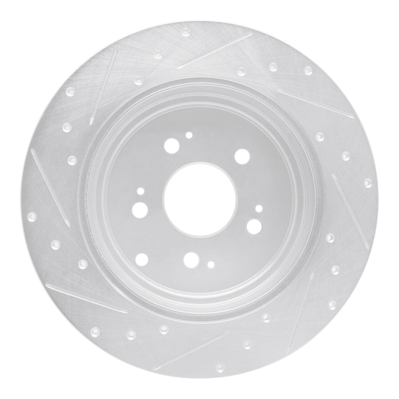 R1 Concepts R1 06-14 Honda Ridgeline Rear Right Drilled & Slotted Silver Brake Rotor