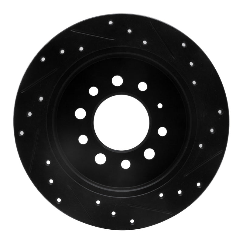 R1 Concepts R1 07-08 Hyundai Tiburon Rear Left Drilled & Slotted Black Brake Rotor