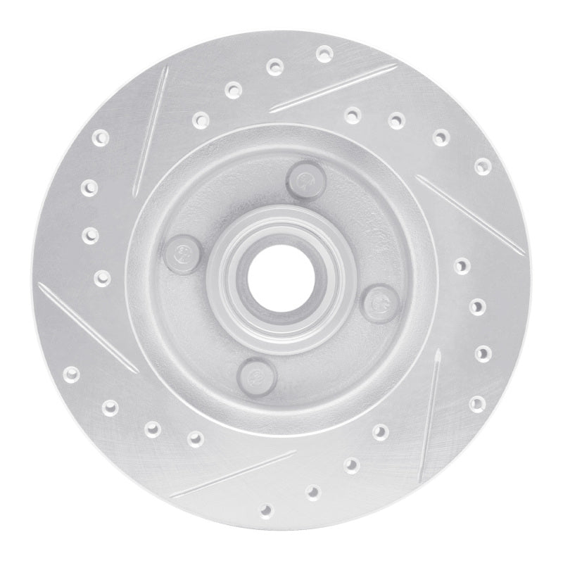 R1 Concepts R1 78-93 Ford Granada Front Right Drilled & Slotted Silver Brake Rotor