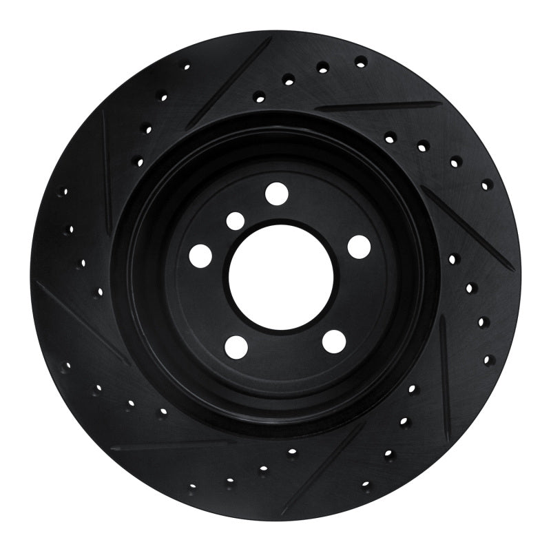 R1 Concepts R1 07-19 BMW X5 Rear Right Drilled & Slotted Black Brake Rotor