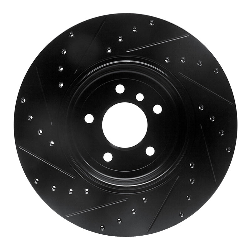 R1 Concepts R1 04-10 BMW 650I Convertible Rear Right Drilled & Slotted Black Brake Rotor