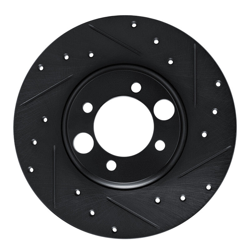 R1 Concepts R1 62-87 Jaguar Mark X Rear Right Drilled & Slotted Black Brake Rotor