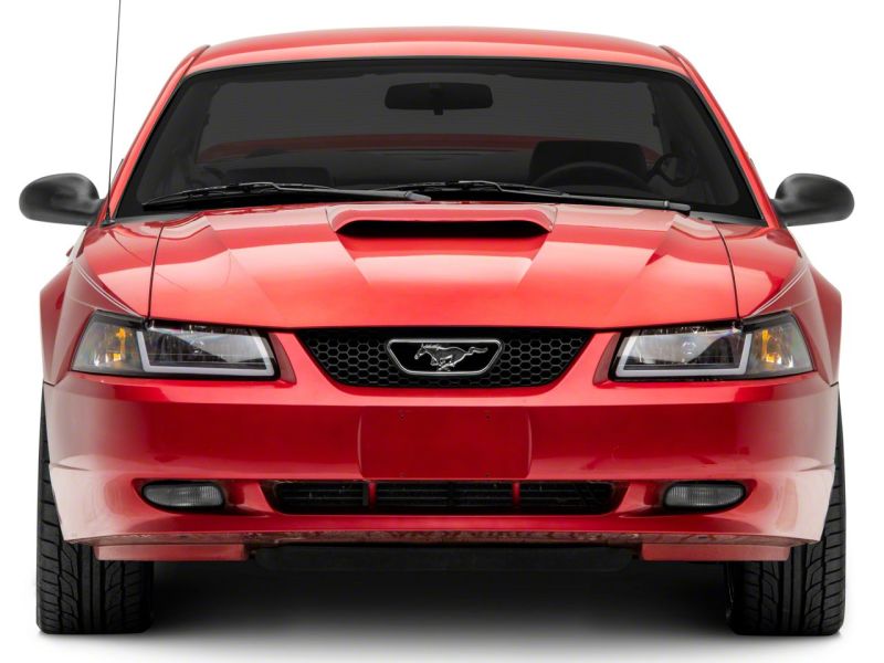 Raxiom 99-04 Ford Mustang Axial Series Headlights w/ Sequential LED Bar- Black Housing (Clear Lens)