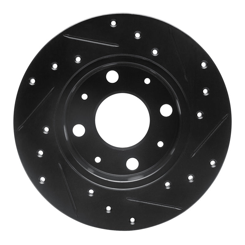 R1 Concepts R1 79-83 Honda Civic Hatchback Front Left Drilled & Slotted Black Brake Rotor