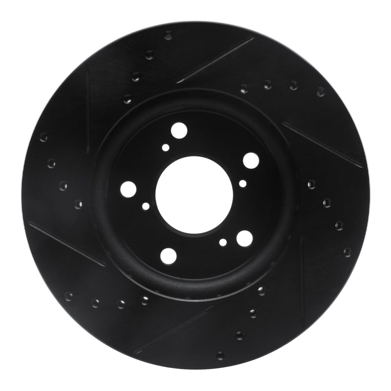 R1 Concepts R1 05-10 Honda Odyssey Front Right Drilled & Slotted Black Brake Rotor