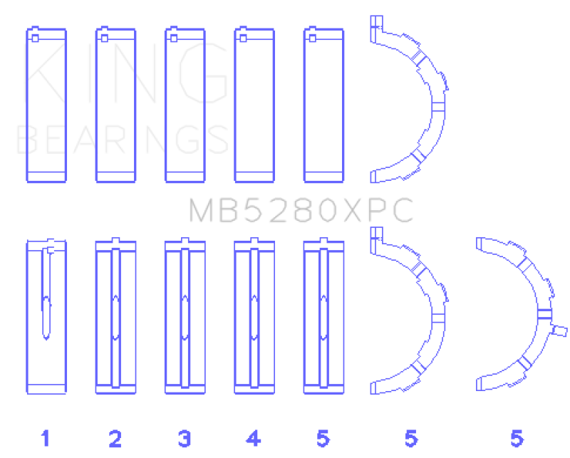 King Engine Bearings Ford V8 4.6L/5.4L SOHC Coated (Size .026) Crankshaft Main Bearings (Set of 5)