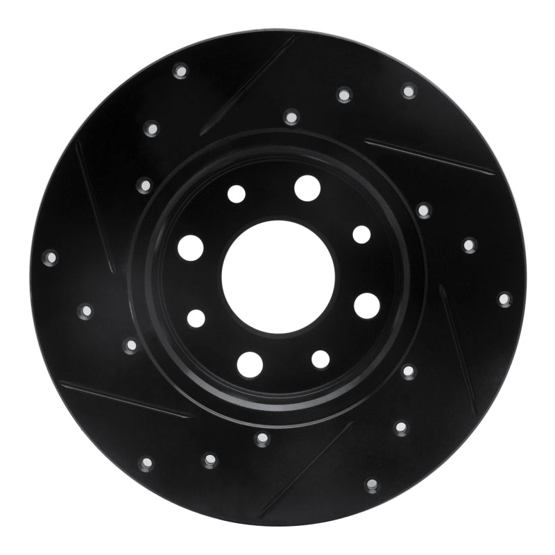 R1 Concepts R1 13-19 Fiat 500E Rear Right Drilled & Slotted Black Brake Rotor