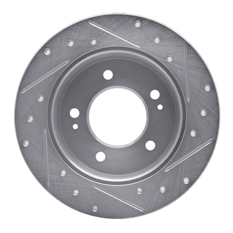 R1 Concepts R1 11-25 Hyundai Elantra Coupe Rear Left Drilled & Slotted Silver Brake Rotor