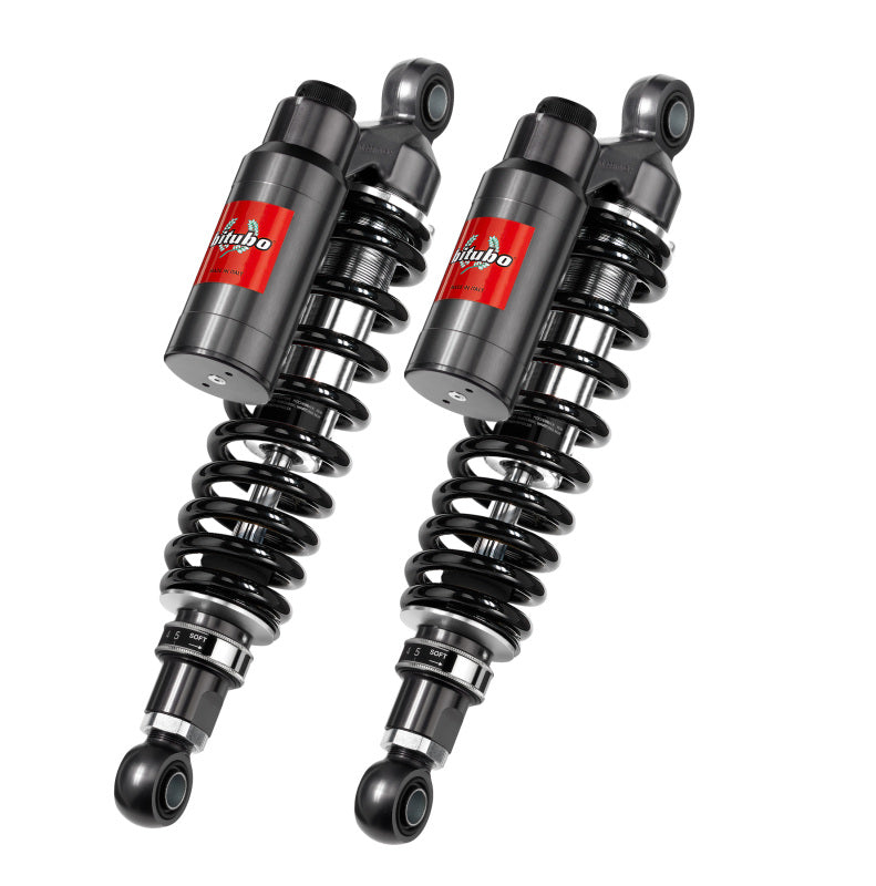 Bitubo Suspension Bitubo WMT7 Twinshocks Adj.: Spring Preload, Reb., Comp., Length 355mm, Piggyback Tank,Dark Edition