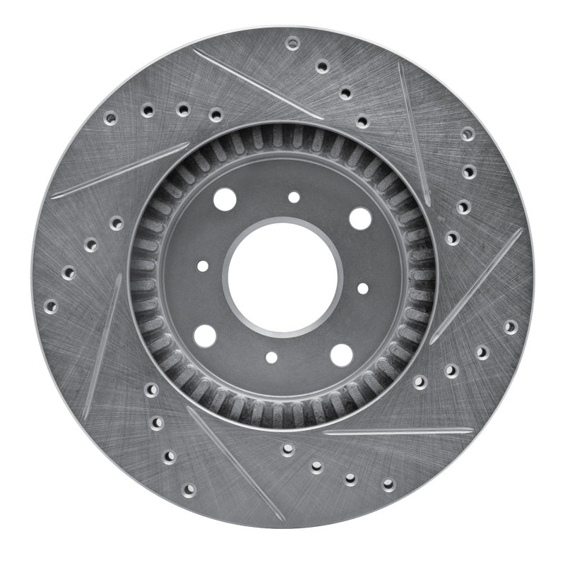 R1 Concepts R1 92-96 Honda Prelude Front Left Drilled & Slotted Silver Brake Rotor