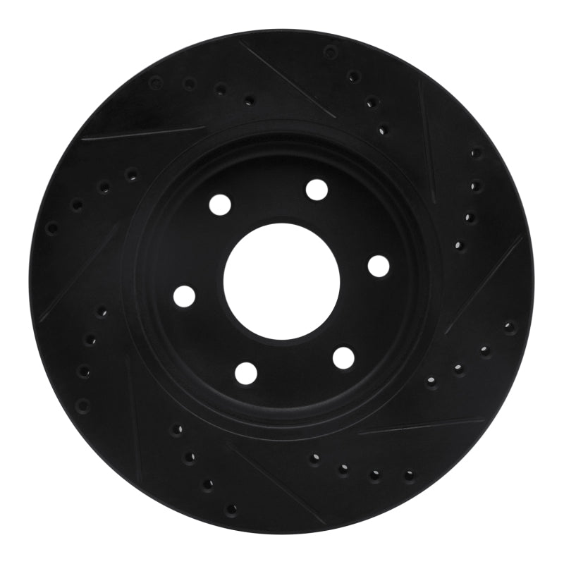 R1 Concepts R1 05-21 Nissan Frontier Front Left Drilled & Slotted Black Brake Rotor