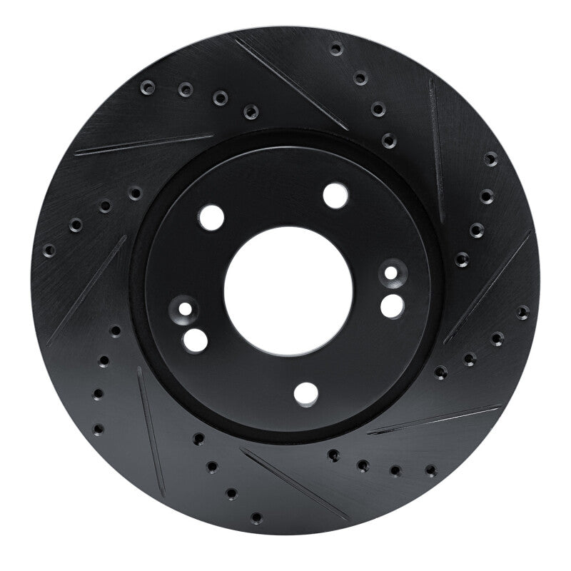 R1 Concepts R1 07-09 Hyundai Santa Fe Front Right Drilled & Slotted Black Brake Rotor
