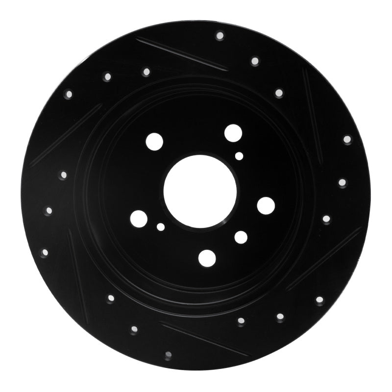 R1 Concepts R1 2012-2018 Lexus ES300H Rear Left Drilled & Slotted Black Brake Rotor