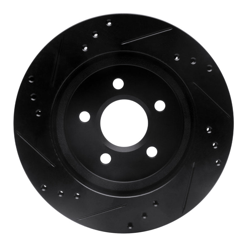 R1 Concepts R1 00-06 Ford Thunderbird Rear Right Drilled & Slotted Black Brake Rotor