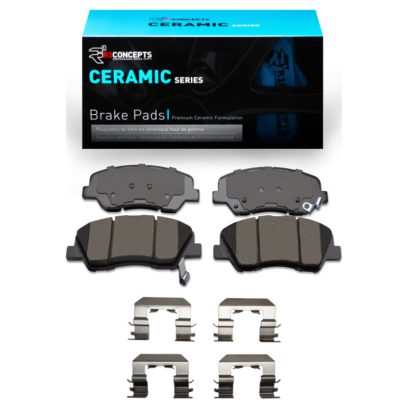 R1 Concepts R1 12-17 Dodge Attitude (Mexico) Front Ceramic Brake Pads & Hardware Kit