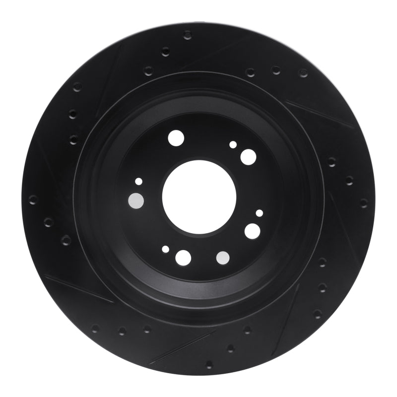 R1 Concepts R1 05-12 Acura RL Rear Right Drilled & Slotted Black Brake Rotor