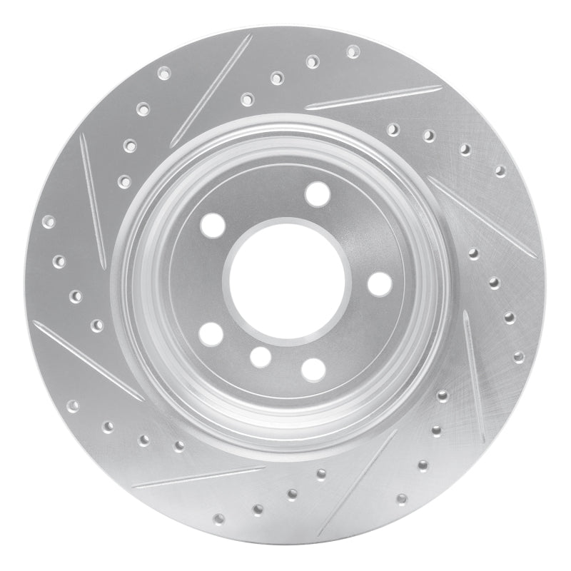 R1 Concepts R1 04-10 BMW 528I Rear Right Drilled & Slotted Silver Brake Rotor