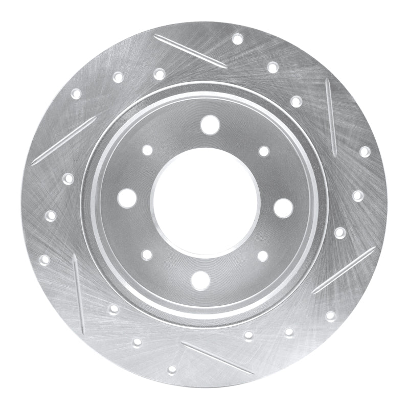 R1 Concepts R1 04-09 Kia Spectra5 Rear Left Drilled & Slotted Silver Brake Rotor
