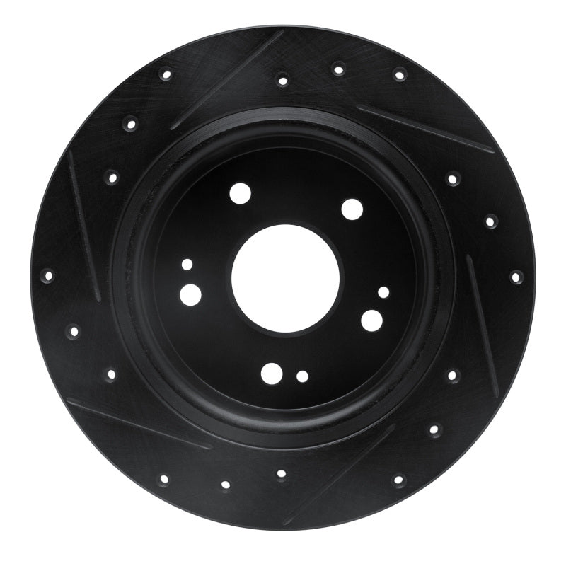 R1 Concepts R1 2016-2025 Honda HR-V Rear Right Drilled & Slotted Black Brake Rotor