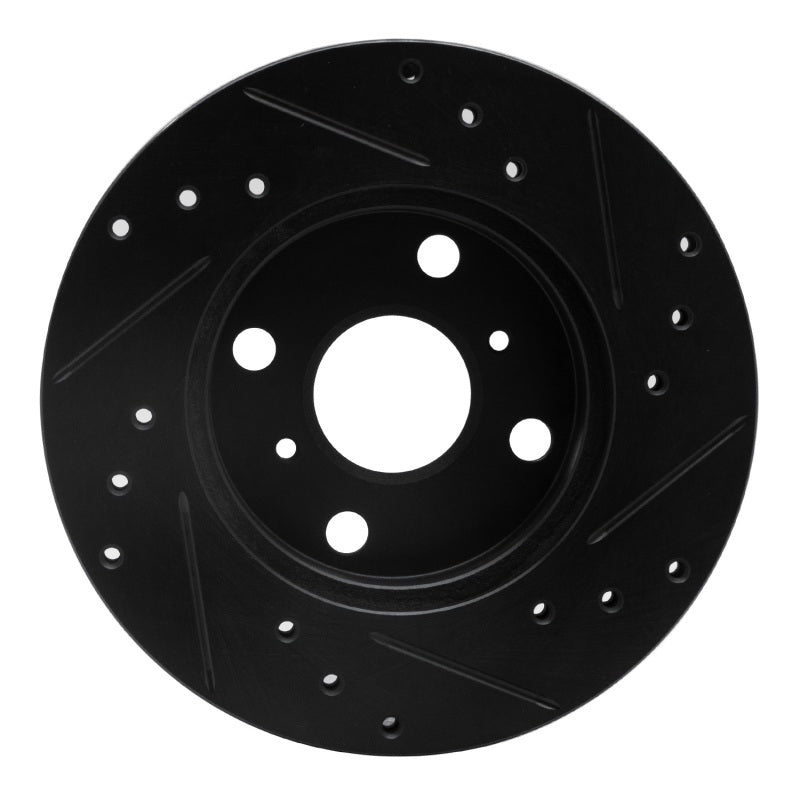 R1 Concepts R1 90-91 Toyota Celica Front Left Drilled & Slotted Black Brake Rotor