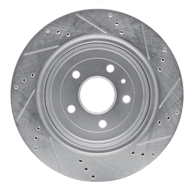 R1 Concepts R1 14-19 Chevrolet Corvette Rear Left Drilled & Slotted Silver Brake Rotor