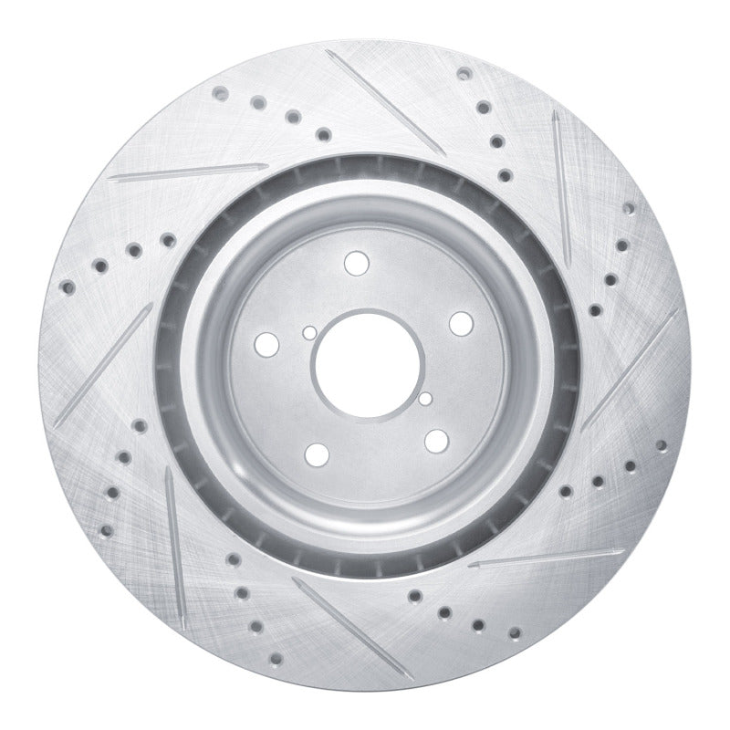 R1 Concepts R1 18-25 Subaru WRX STI Front Left Drilled & Slotted Silver Brake Rotor
