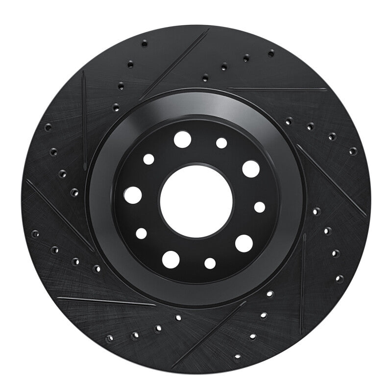 R1 Concepts R1 18-25 Jeep Gladiator Front Right Drilled & Slotted Black Brake Rotor