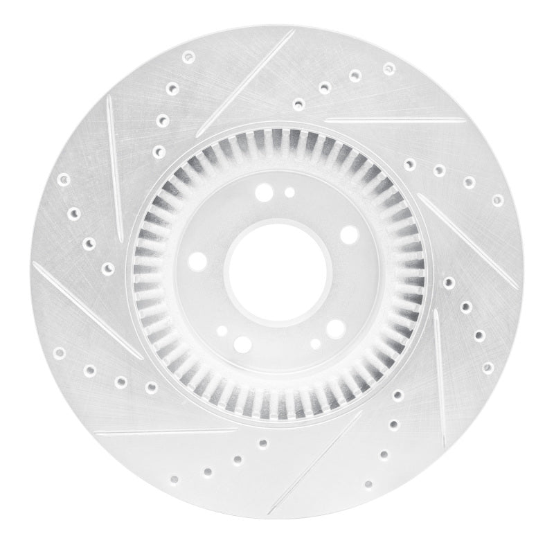 R1 Concepts R1 09-14 Hyundai Genesis Sedan Front Right Drilled & Slotted Silver Brake Rotor