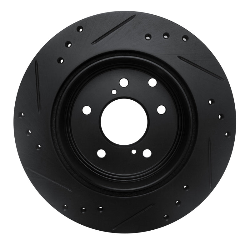 R1 Concepts R1 89-96 Nissan 300ZX Rear Right Drilled & Slotted Black Brake Rotor